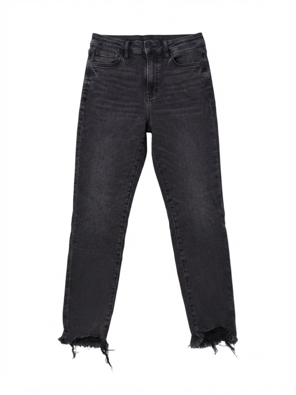 American Eagle Super Hi-Rise Jegging | Black Distressed Raw Hem Size 18